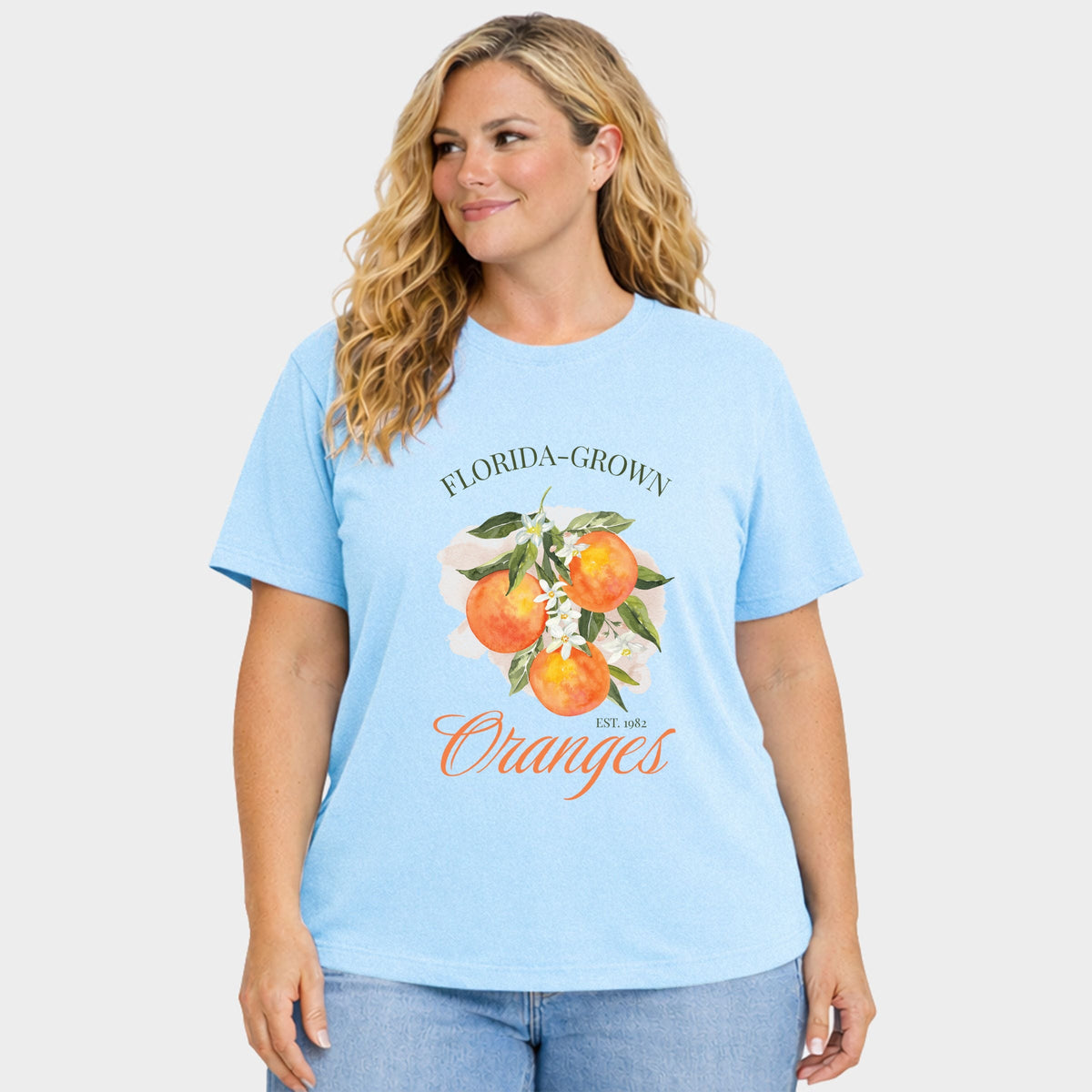 Florida Grown Oranges - Women's Plus Sized Garment Dyed Graphic T-Shirt