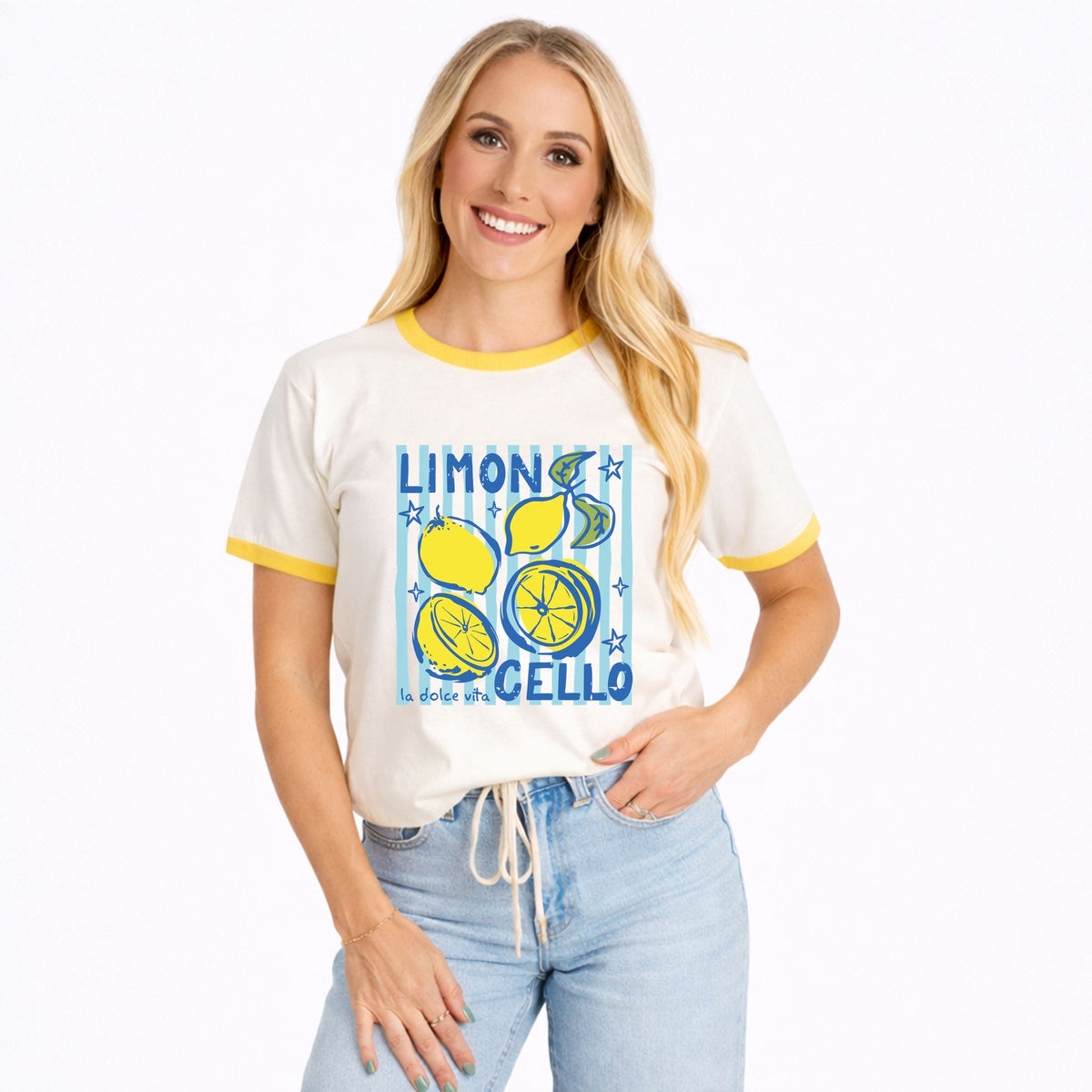 Limoncello Stripes - Women's Ringer Graphic T-Shirt