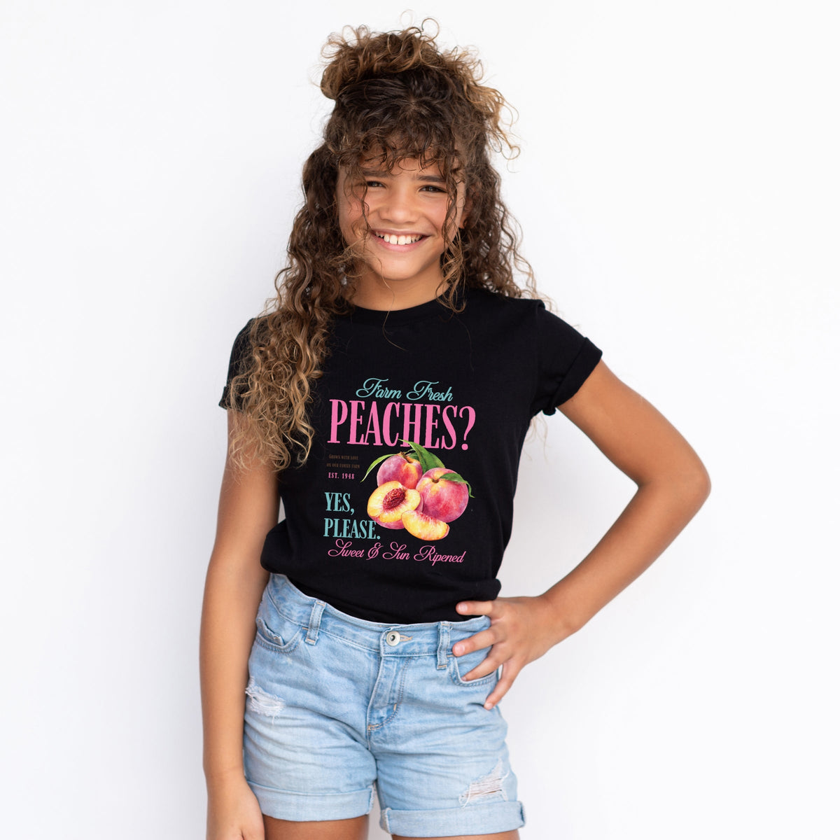 Farm Fresh Peaches - Youth Short Sleeve Graphic T-Shirt