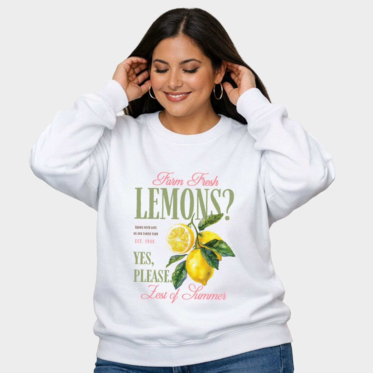 Farm Fresh Lemons Zest of Summer -  Women's Plus Sized Graphic Sweatshirt
