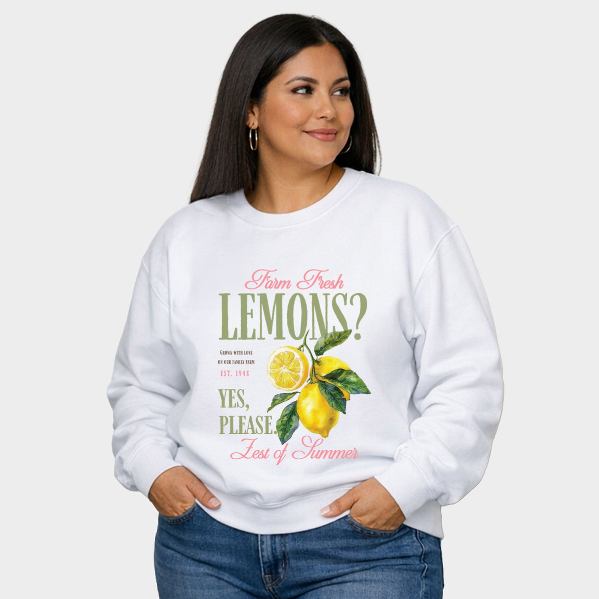 Farm Fresh Lemons Zest of Summer -  Women's Plus Sized Graphic Sweatshirt