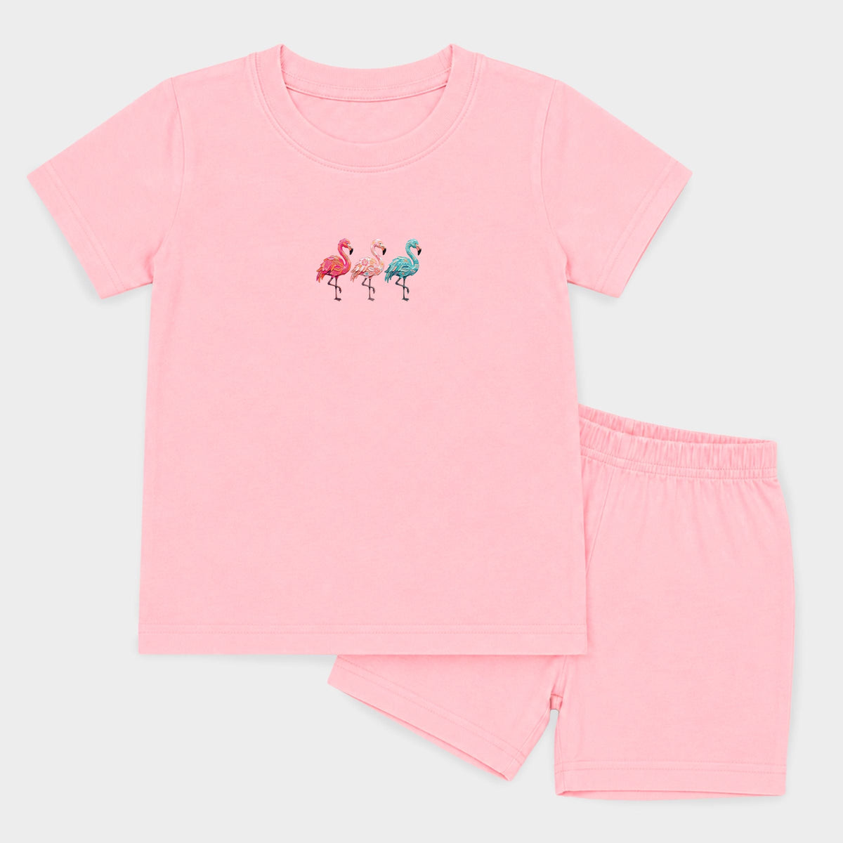 Three Flamingos - Toddler Crew Shorts Set