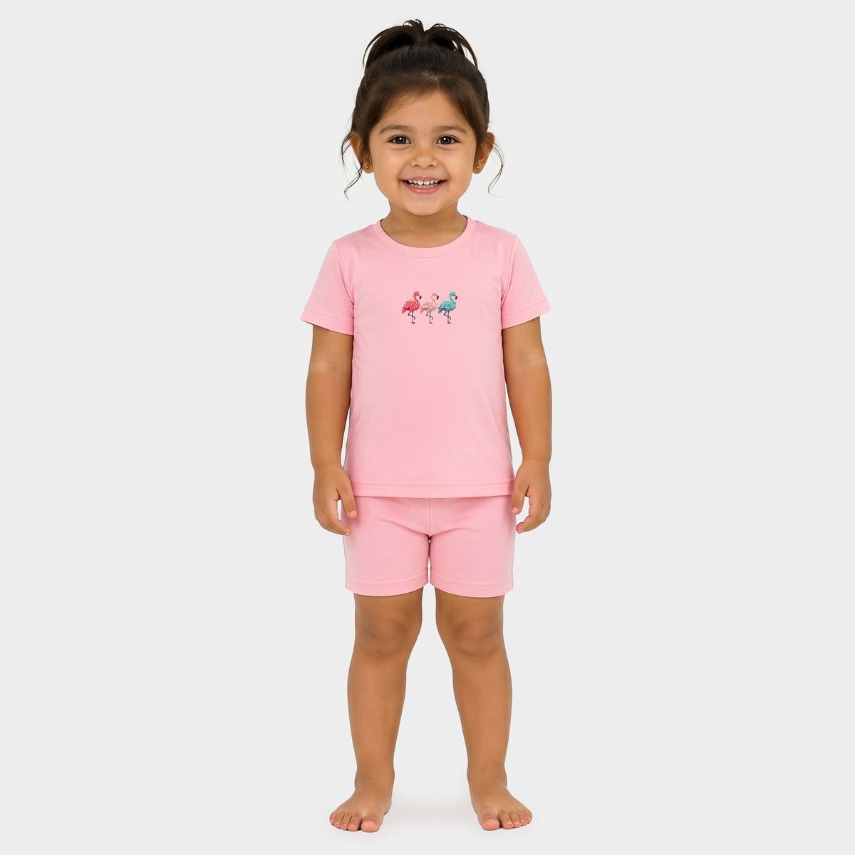 Three Flamingos - Toddler Crew Shorts Set