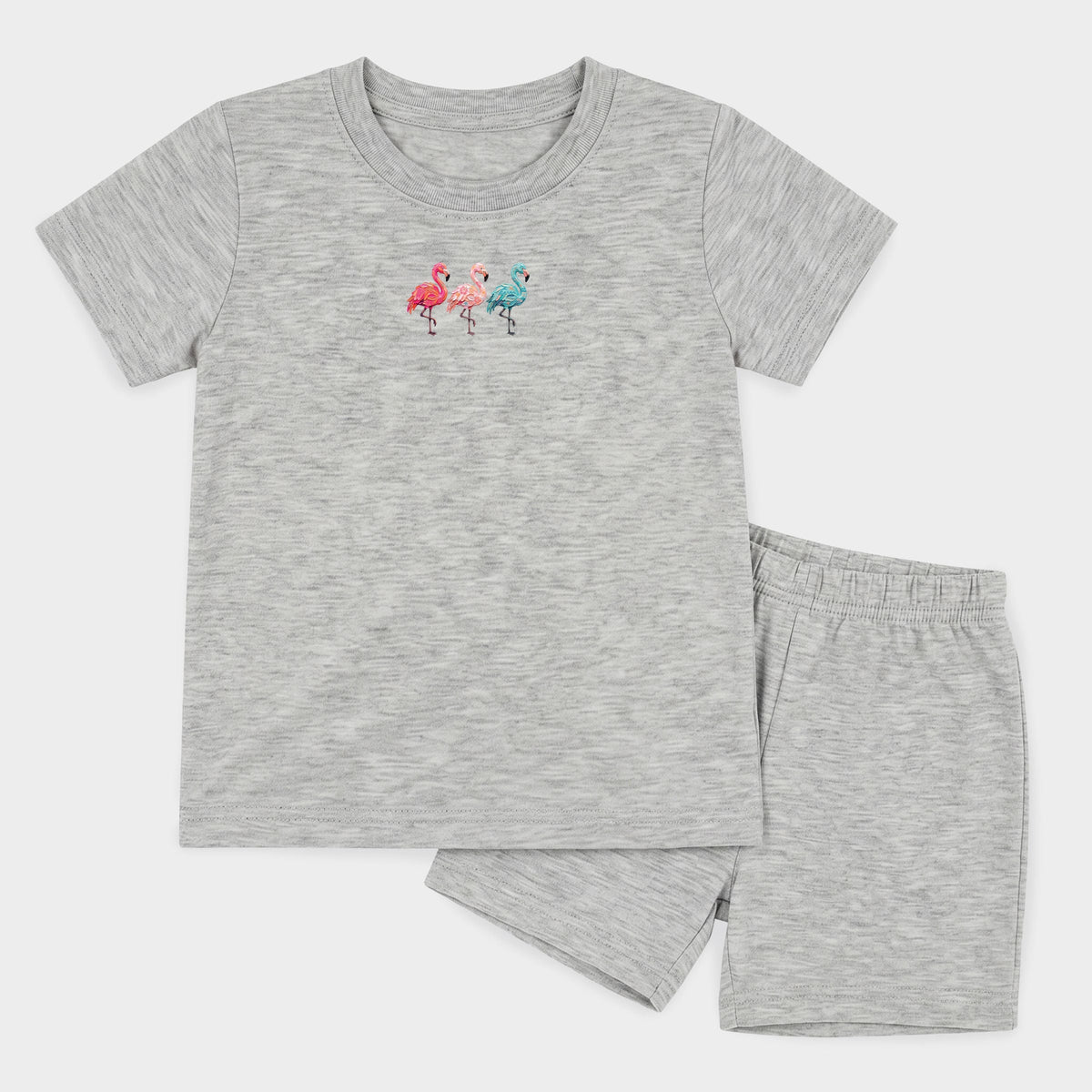 Three Flamingos - Toddler Crew Shorts Set