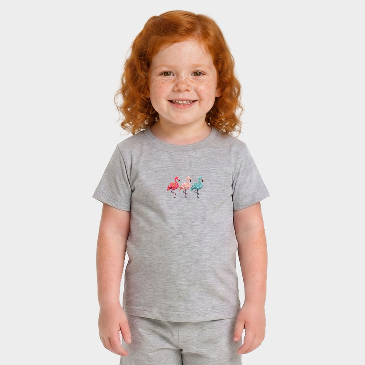 Three Flamingos - Toddler Crew Shorts Set