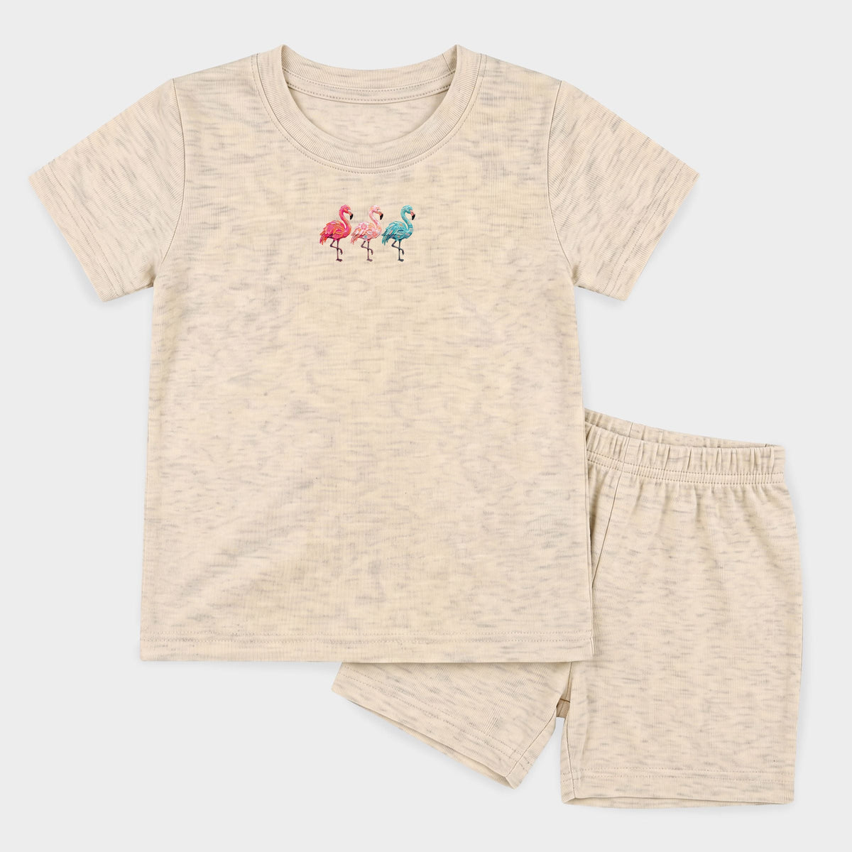 Three Flamingos - Toddler Crew Shorts Set