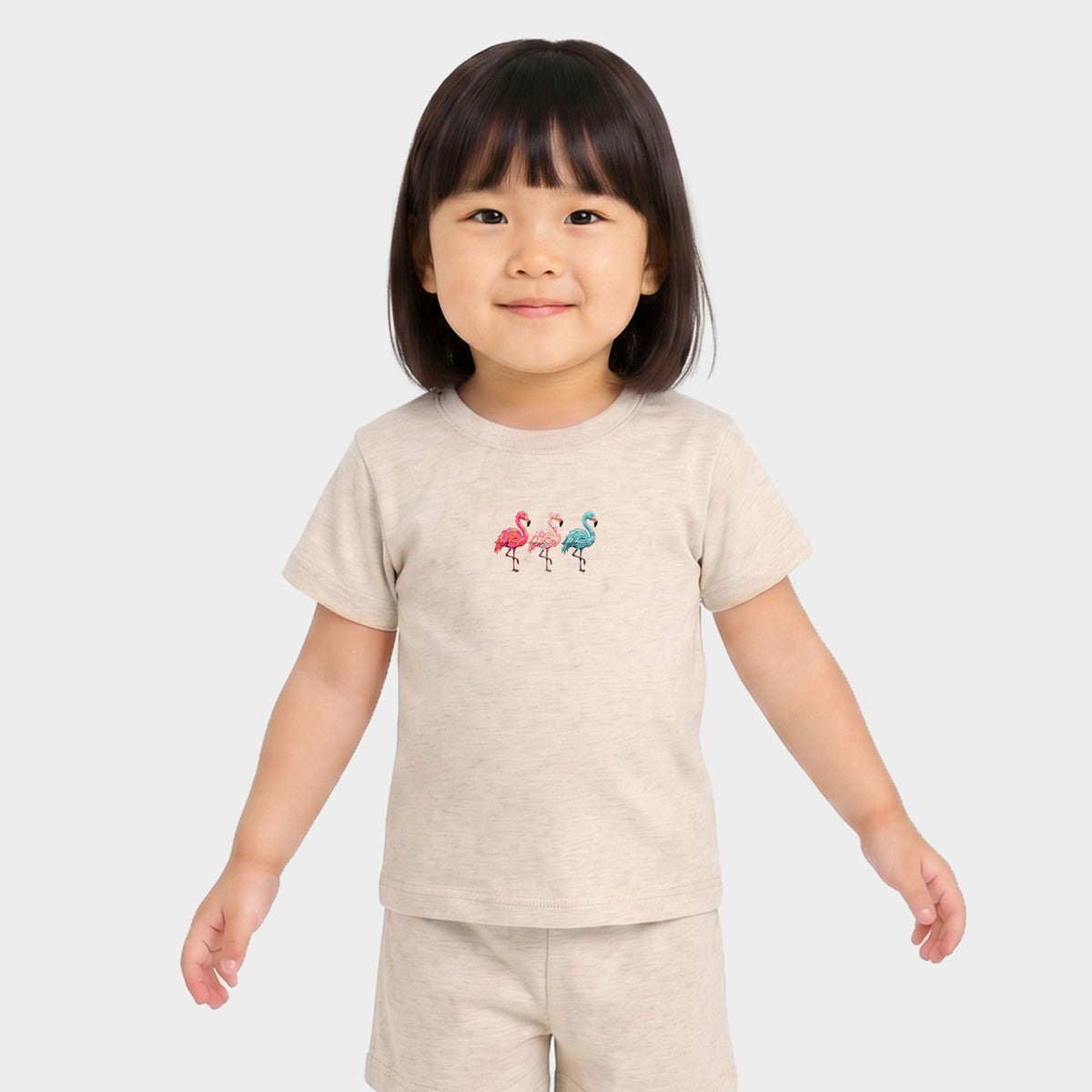 Three Flamingos - Toddler Crew Shorts Set