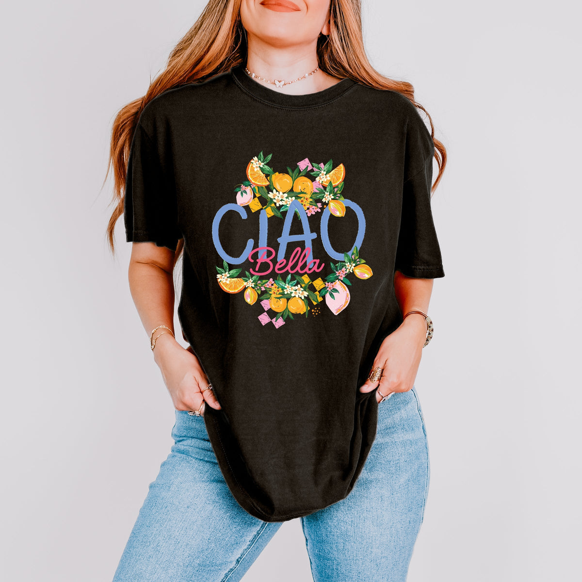 Ciao Bella Lemon - Women's Garment Dyed Graphic T-Shirt
