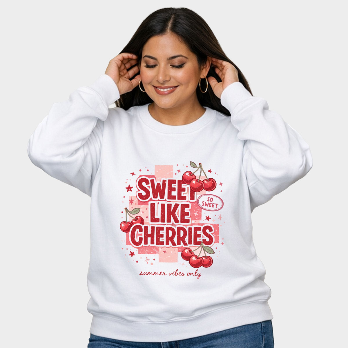 Sweet Like Cherries Summer Vibes - Women's Plus Sized Graphic Sweatshirt