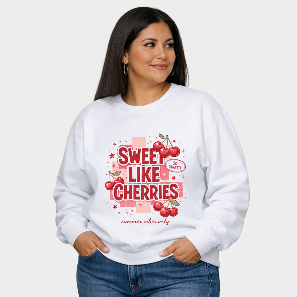 Sweet Like Cherries Summer Vibes - Women's Plus Sized Graphic Sweatshirt