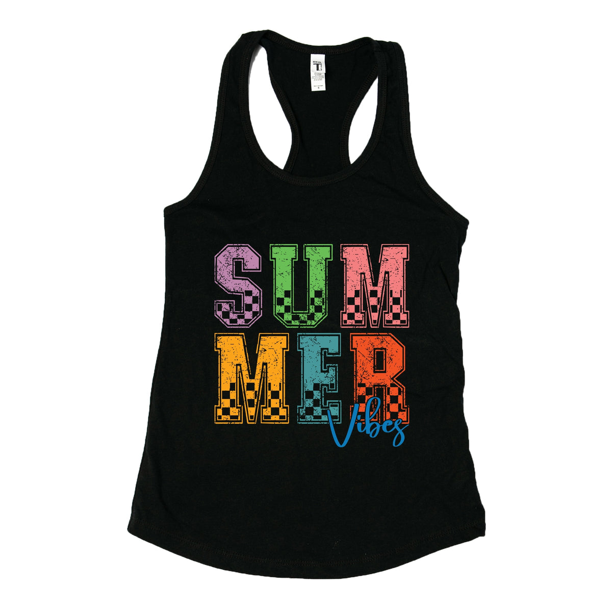 Summer Vibes Checkered - Women's Graphic Racerback Tank Top