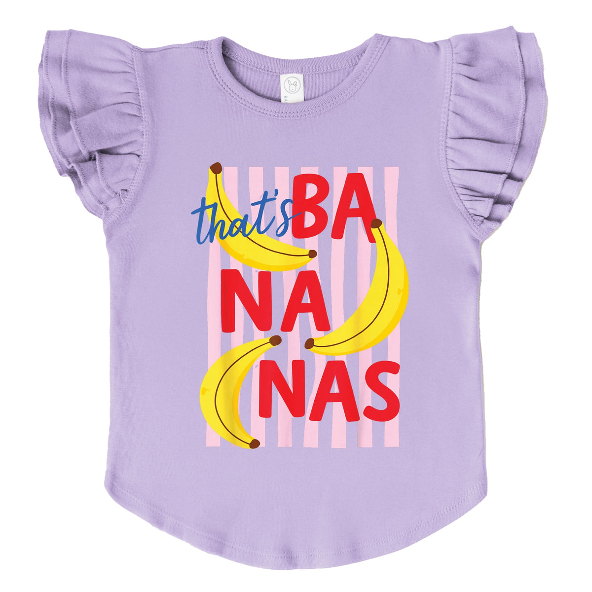 That's Bananas Stripes - Girl's Flutter Sleeve Graphic T-Shirt
