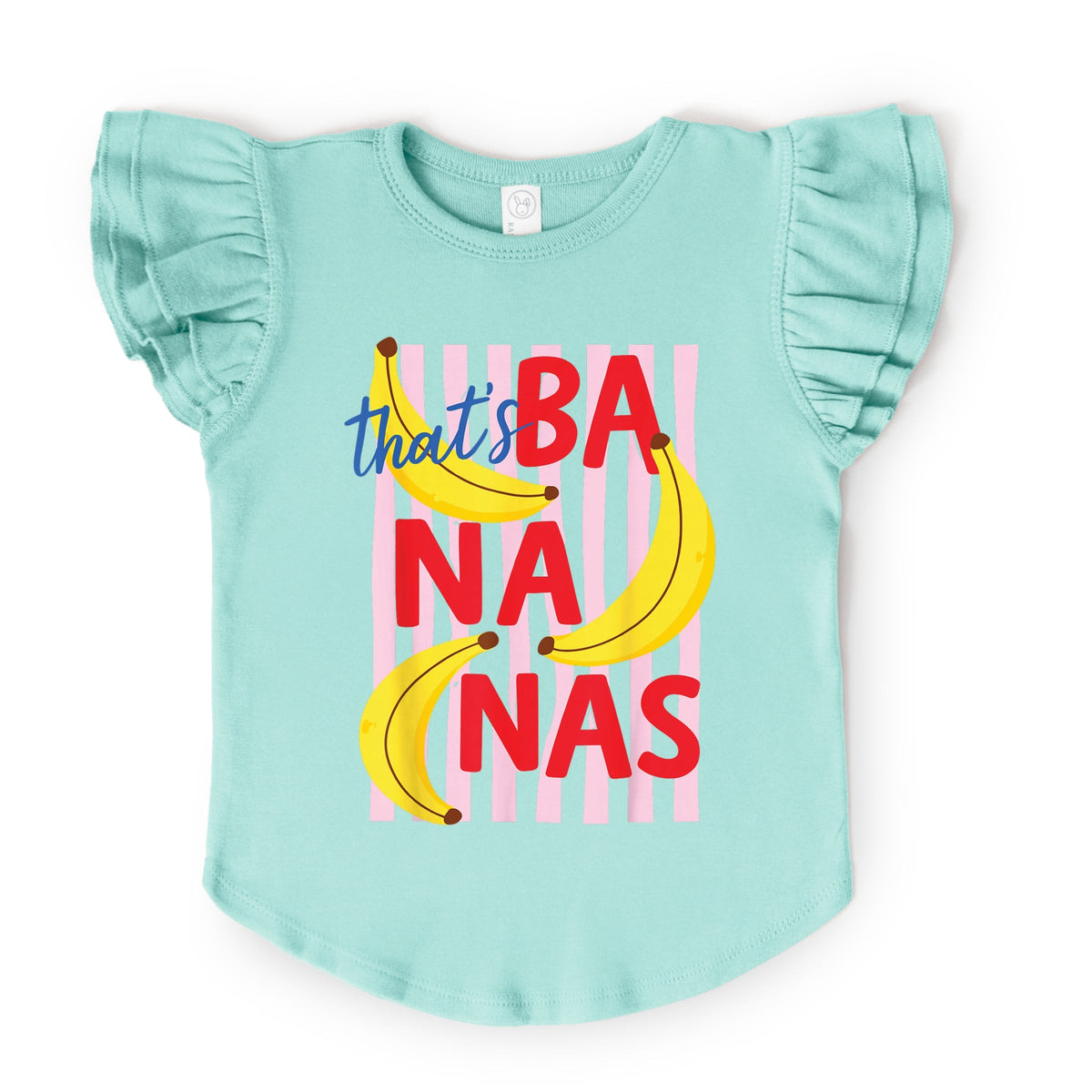 That's Bananas Stripes - Girl's Flutter Sleeve Graphic T-Shirt