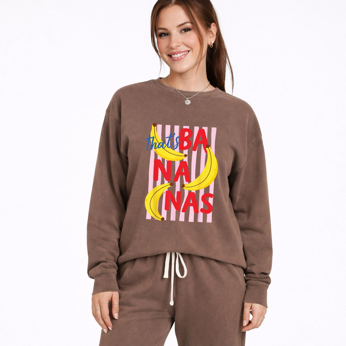 That's Bananas Stripes - Women's Lightweight Garment Dyed Sweatshirt
