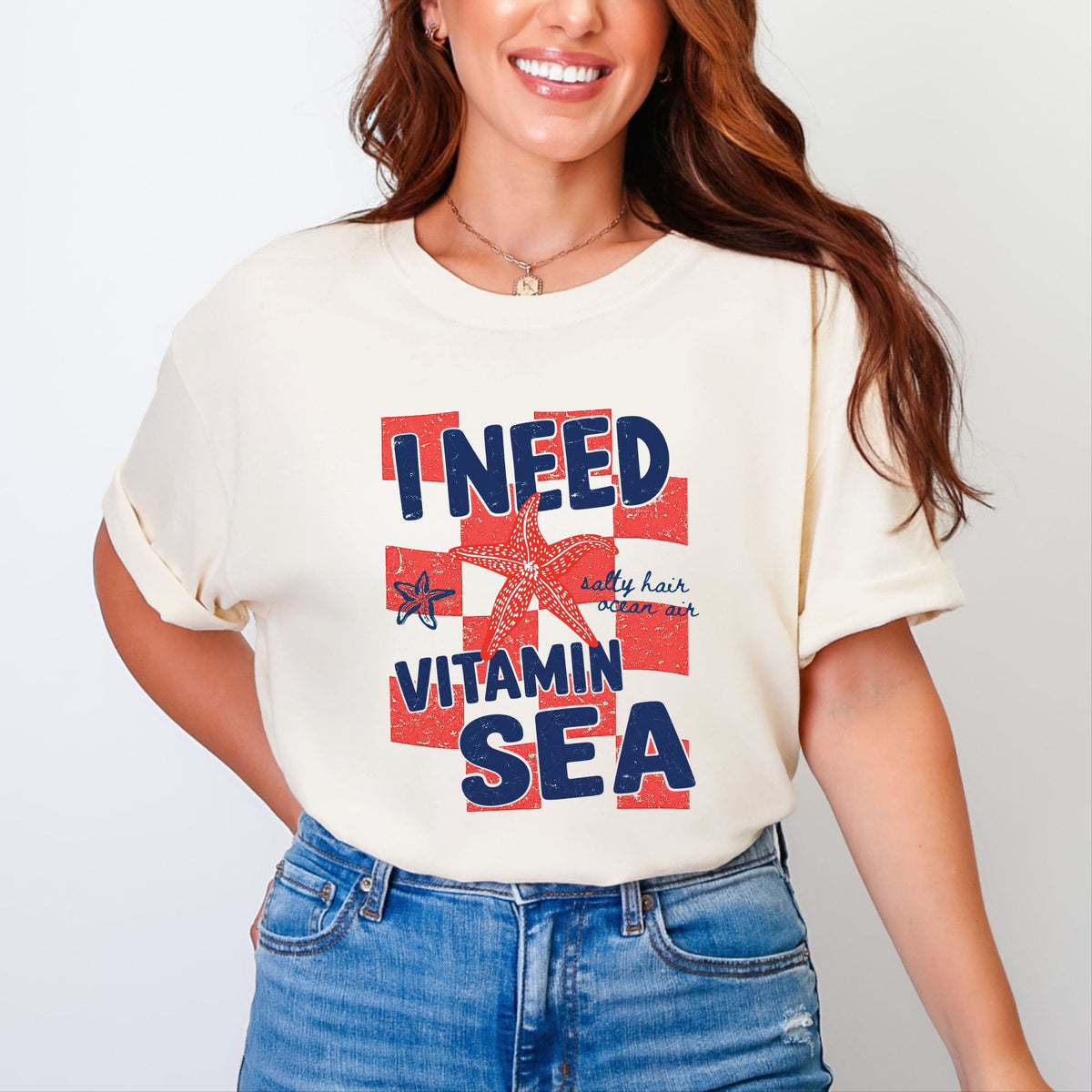 I Need Vitamin Sea - Women's Garment Dyed Graphic T-Shirt