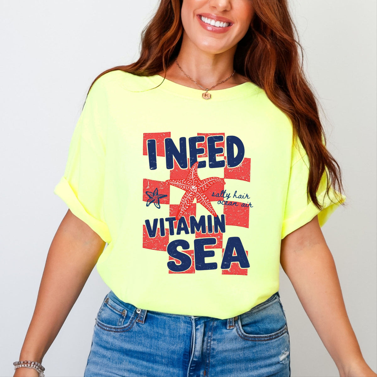 I Need Vitamin Sea - Women's Garment Dyed Graphic T-Shirt