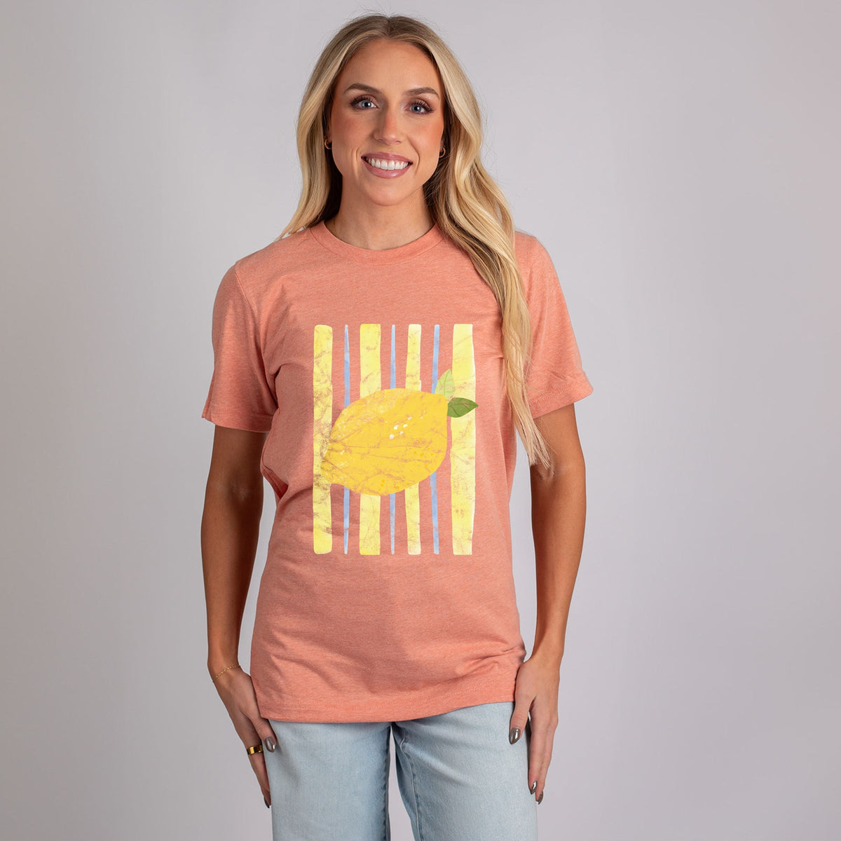 Lemon Stripes - Women's Short Sleeve Graphic T-Shirt