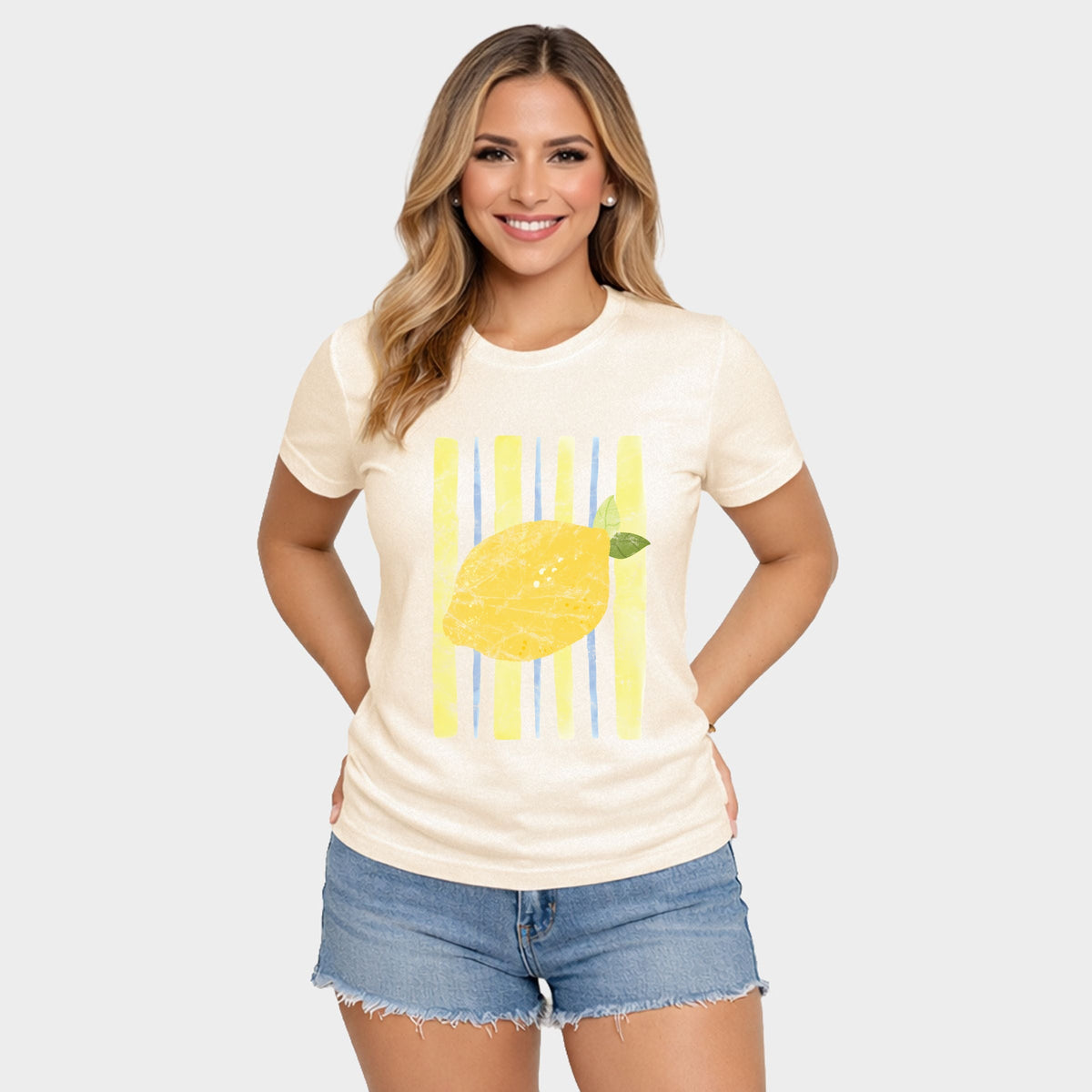 Lemon Stripes - Women's Short Sleeve Graphic T-Shirt