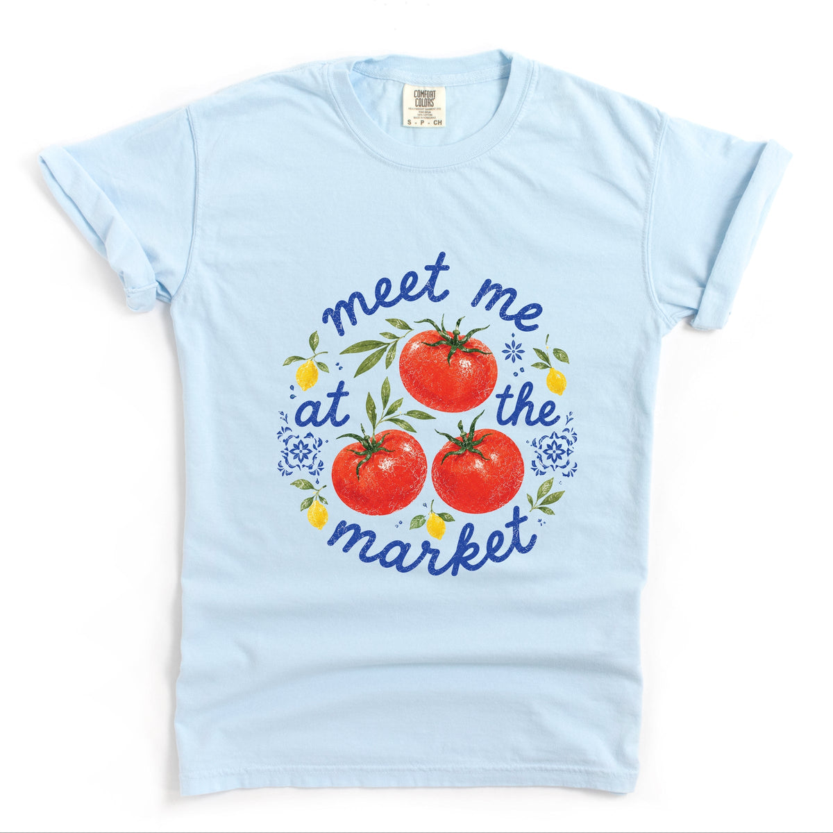 Meet Me at the Market Tomatoes - Women's Garment Dyed Graphic T-Shirt