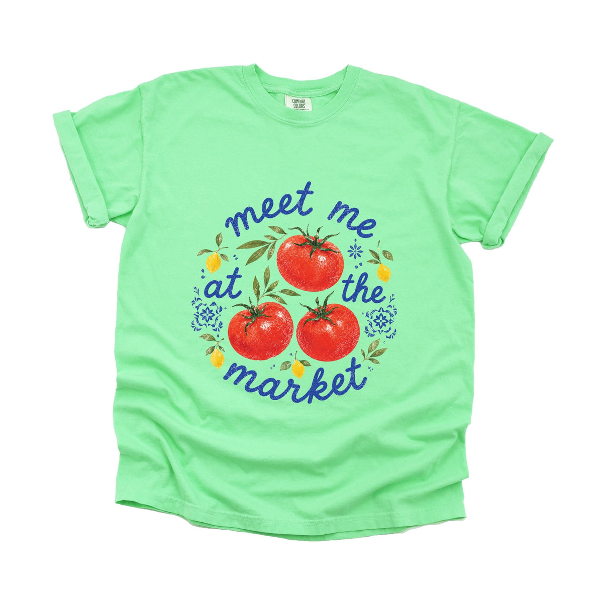 Meet Me at the Market Tomatoes - Women's Garment Dyed Graphic T-Shirt