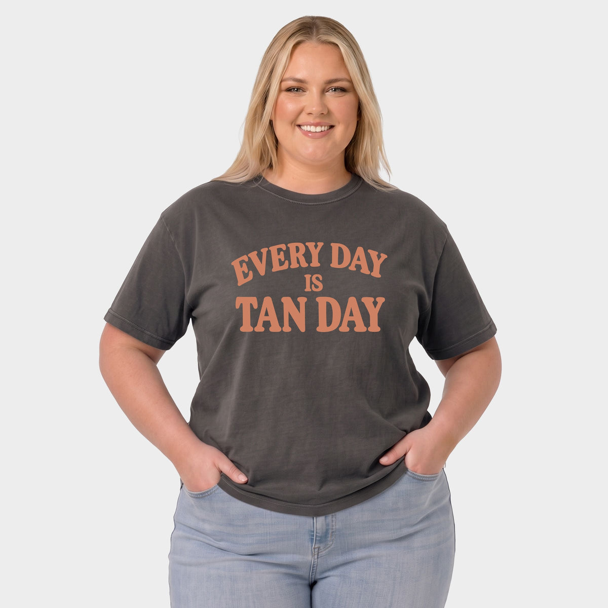 Every Day Is Tan Day - Women's Plus Garment Dyed Tee