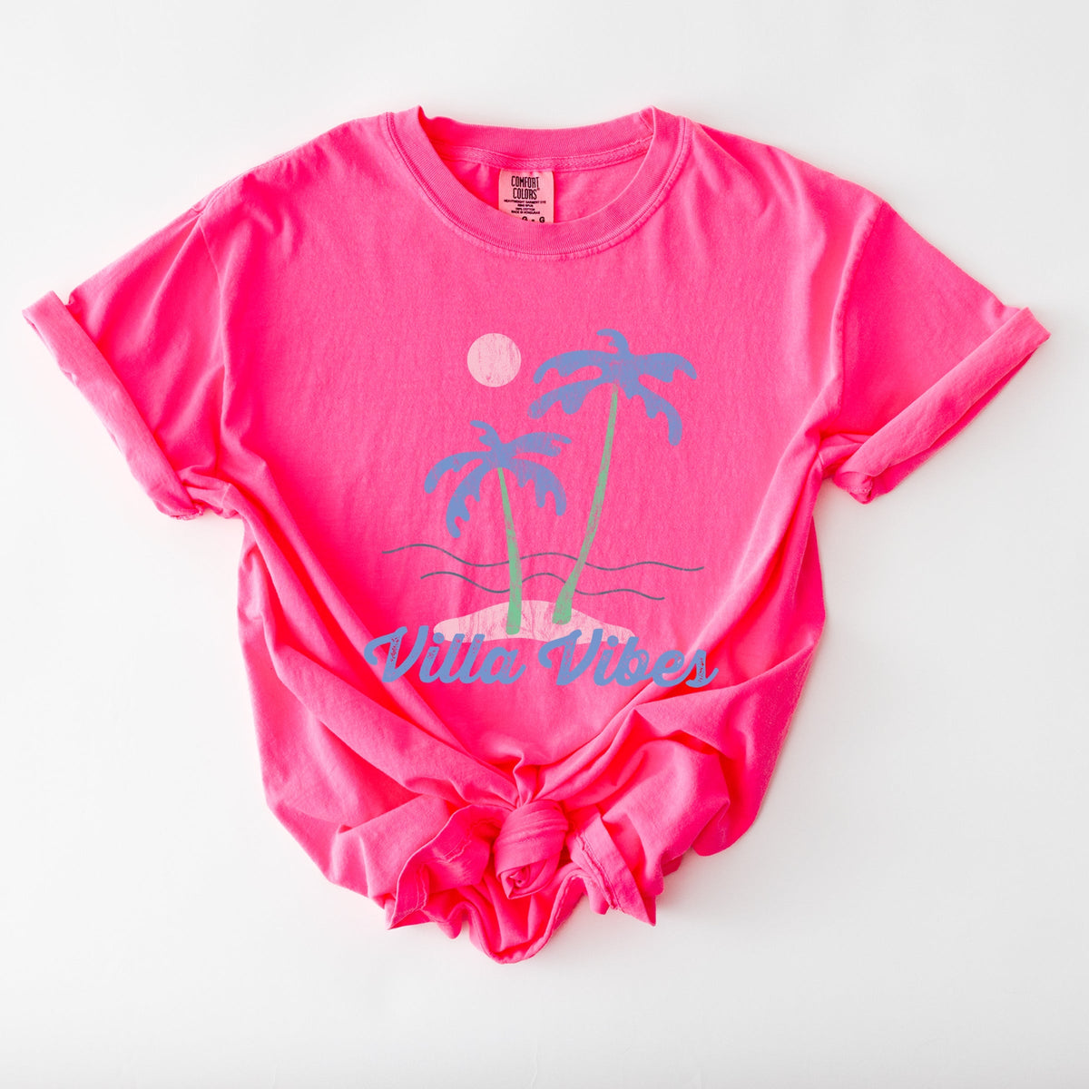 Villa Vibes Palm Tree - Women's Garment Dyed Graphic T-Shirt