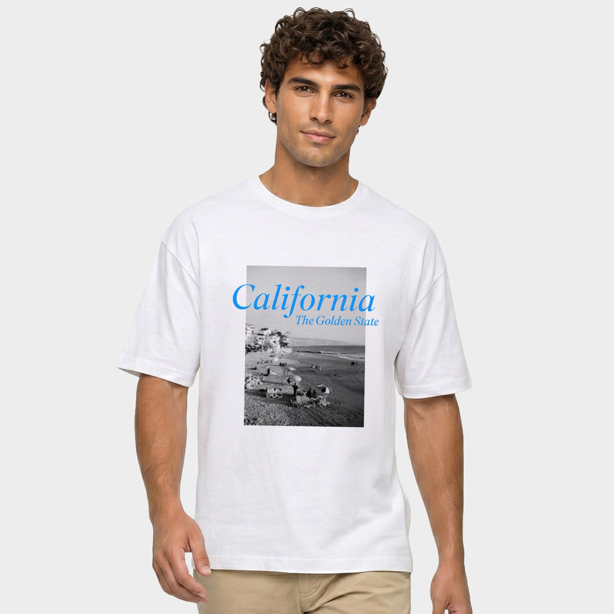 California Golden State Puff Print - Men's Garment Dyed Graphic T-Shirt