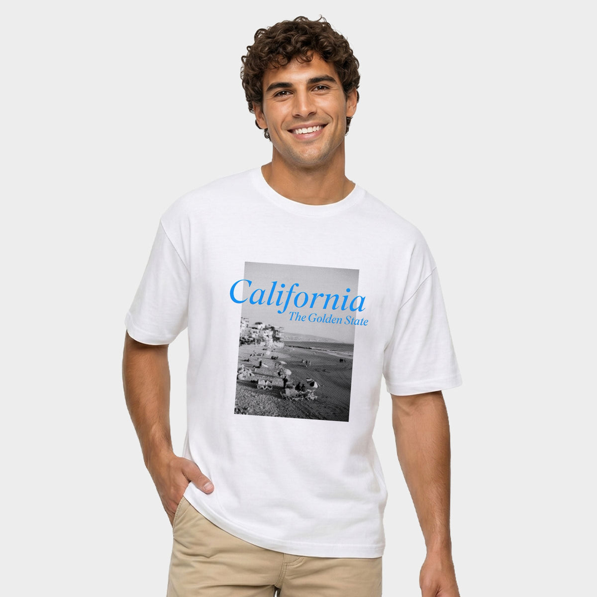 California Golden State Puff Print - Men's Garment Dyed Graphic T-Shirt