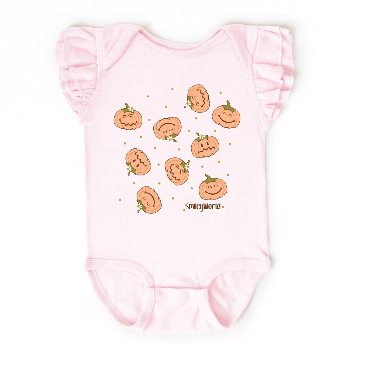 SmileyWorld Pumpkin Collage Daisies - Baby Flutter Sleeve Bodysuit
