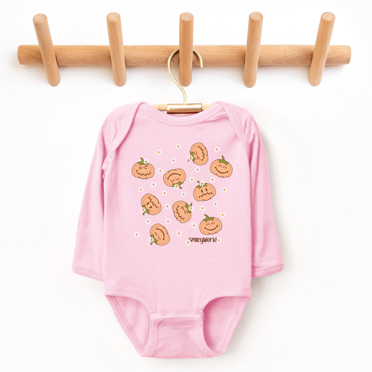 SmileyWorld Pumpkin Collage Daisies - Baby Long Sleeve Bodysuit