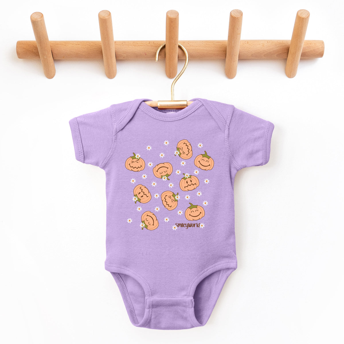 SmileyWorld Pumpkin Collage Daisies - Baby Short Sleeve Graphic Bodysuit