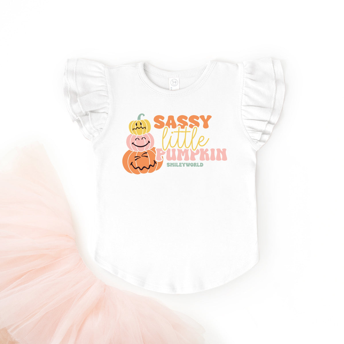 SmileyWorld Sassy Little Pumpkin - Flutter Sleeve Graphic T-Shirt