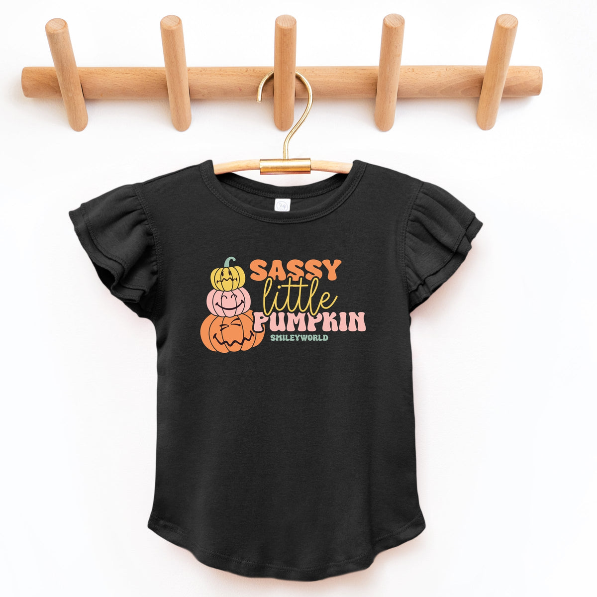 SmileyWorld Sassy Little Pumpkin - Flutter Sleeve Graphic T-Shirt