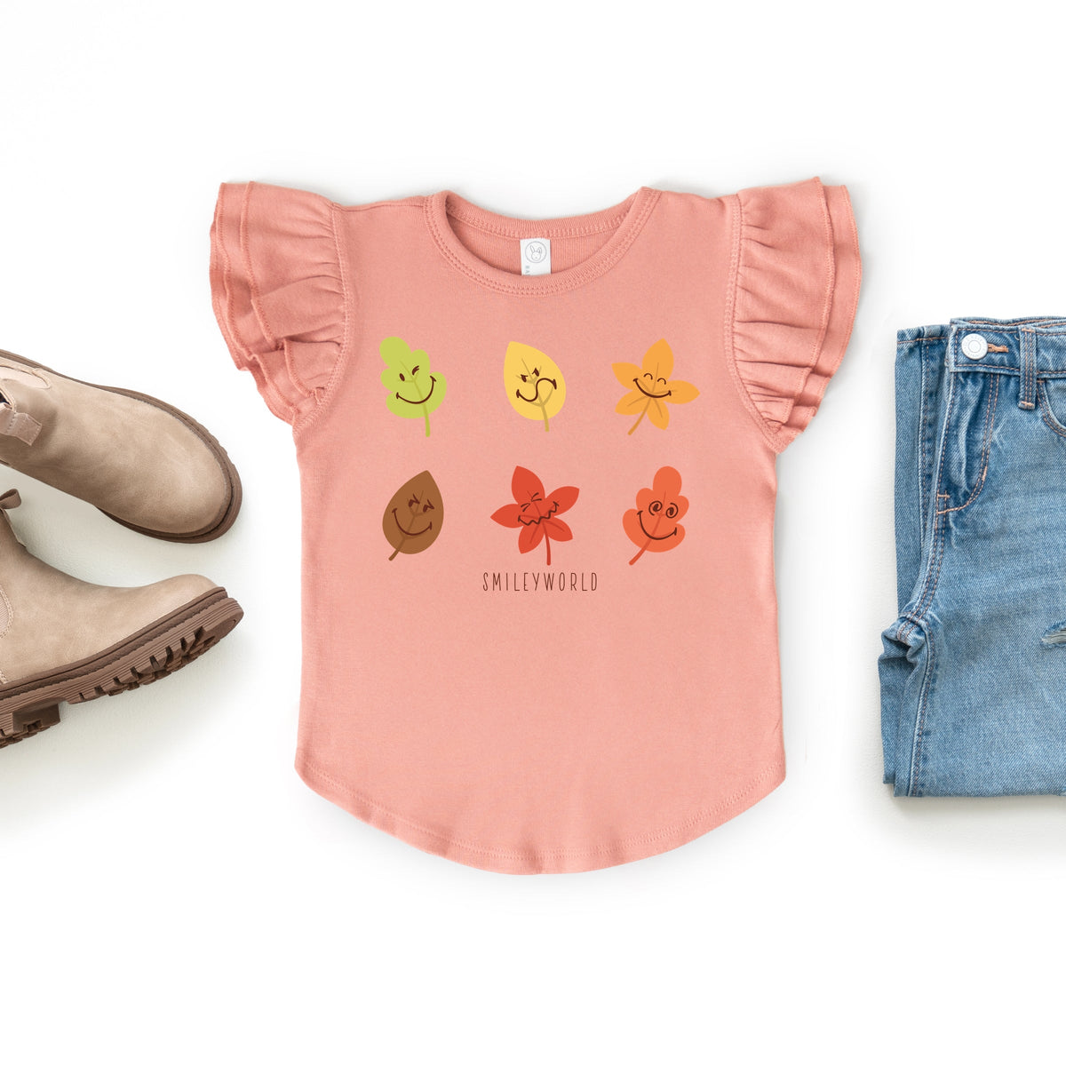 SmileyWorld Fall Leaves - Flutter Sleeve Graphic T-Shirt