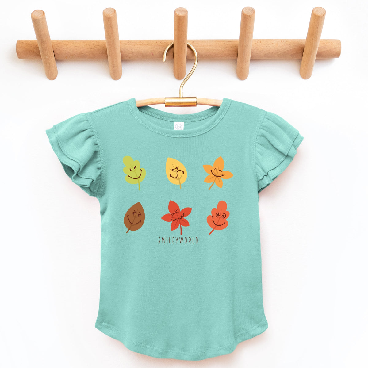 SmileyWorld Fall Leaves - Flutter Sleeve Graphic T-Shirt