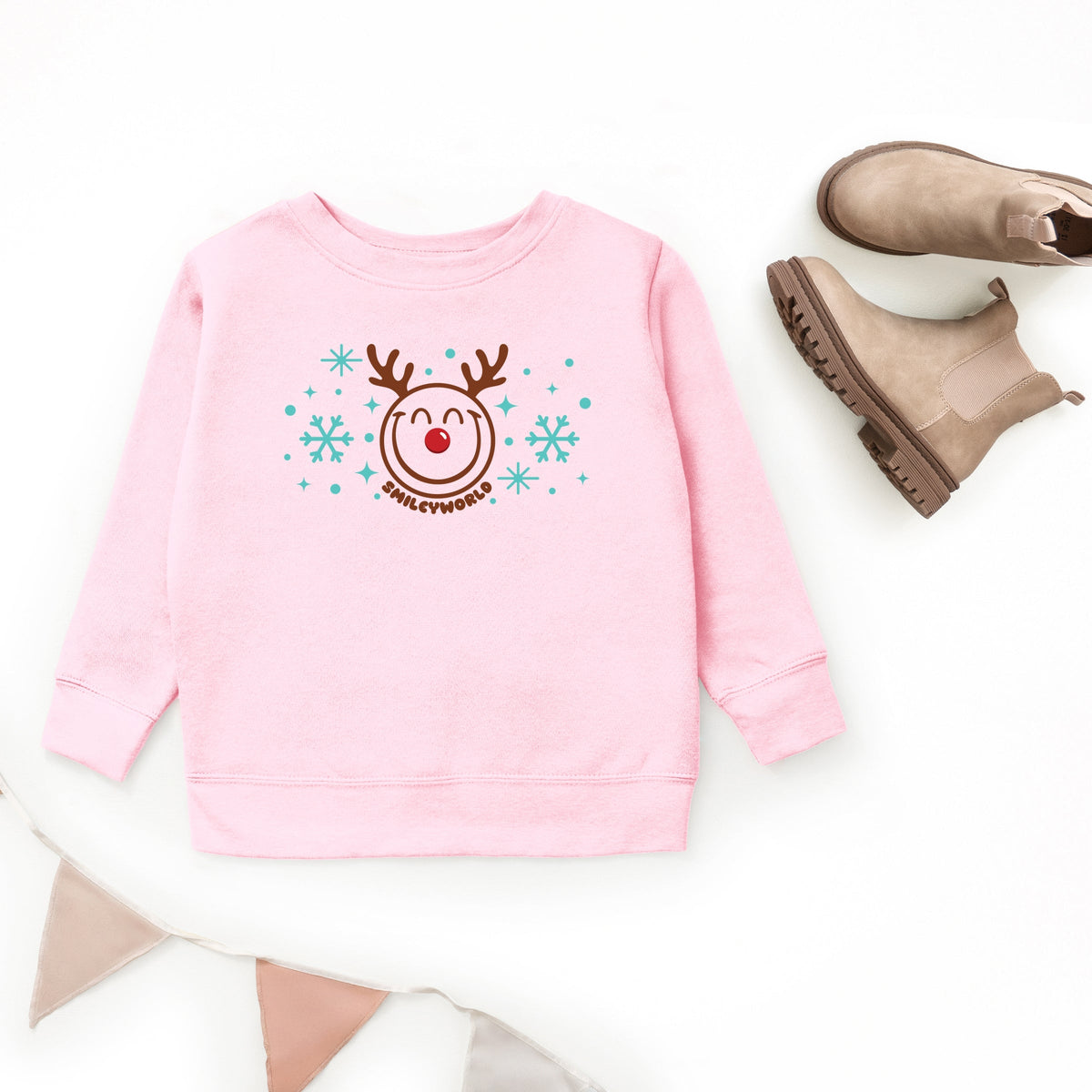 SmileyWorld Reindeer Snowflakes - Toddler Graphic Sweatshirt and Youth Graphic Sweatshirt