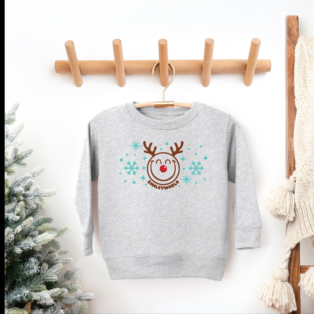 SmileyWorld Reindeer Snowflakes - Toddler Graphic Sweatshirt and Youth Graphic Sweatshirt