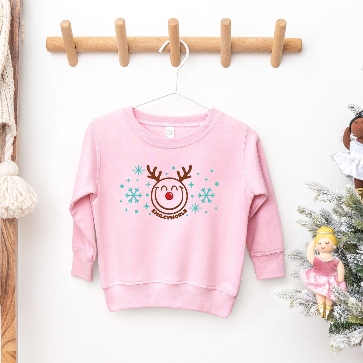 SmileyWorld Reindeer Snowflakes - Toddler Graphic Sweatshirt and Youth Graphic Sweatshirt
