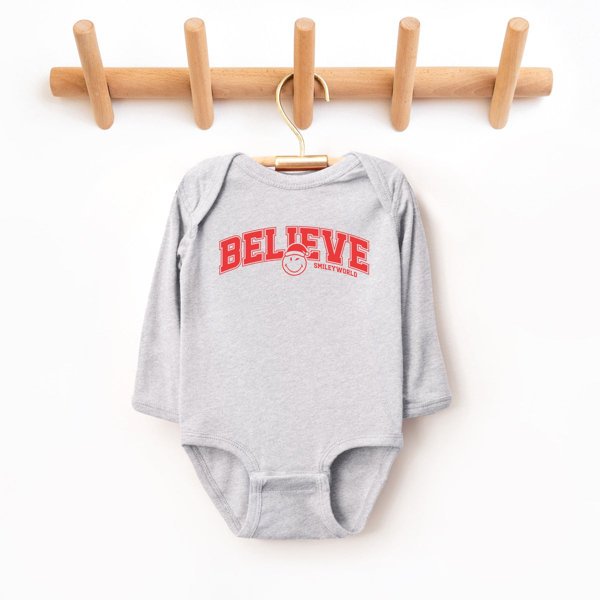 SmileyWorld Varsity Believe - Baby Long Sleeve Bodysuit