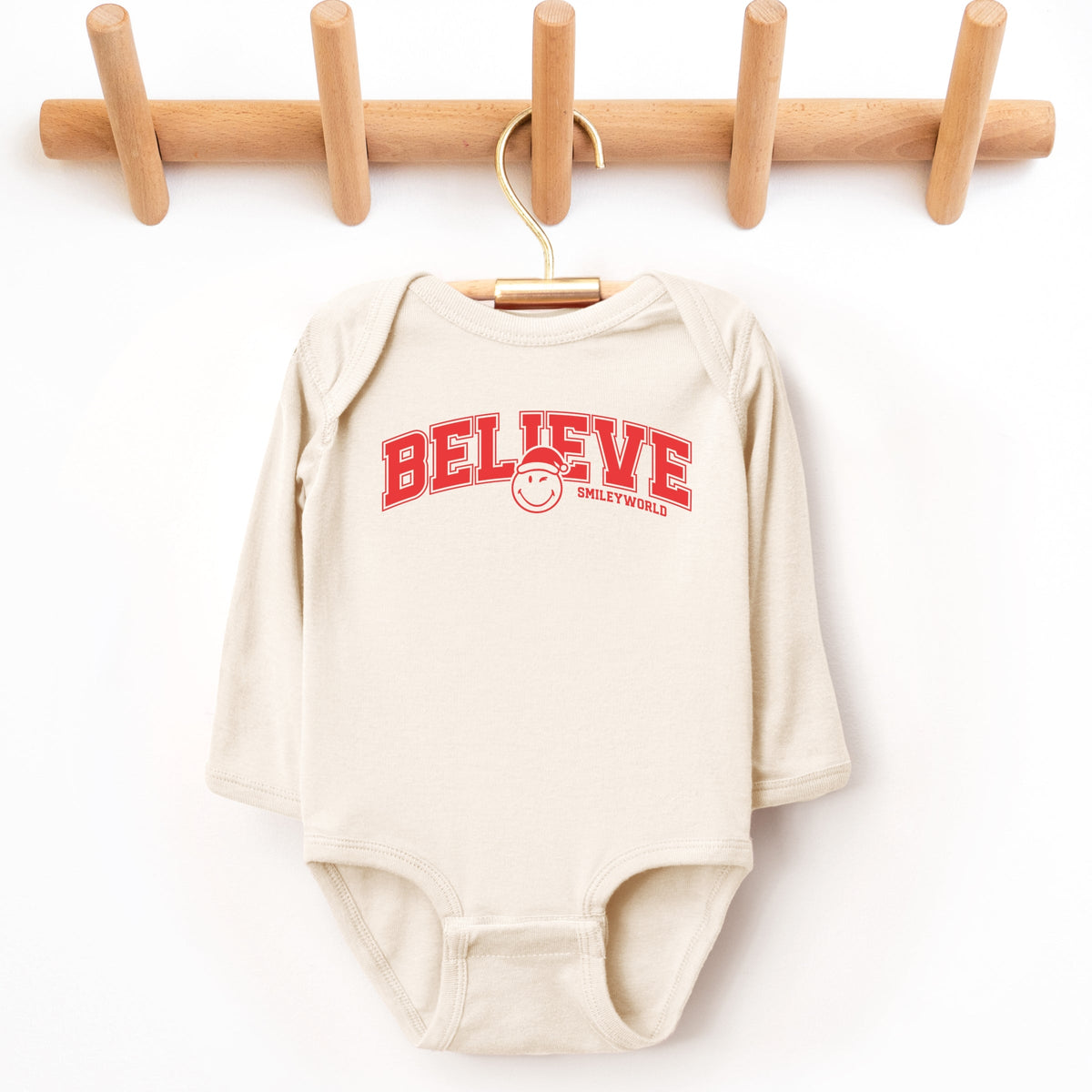 SmileyWorld Varsity Believe - Baby Long Sleeve Bodysuit