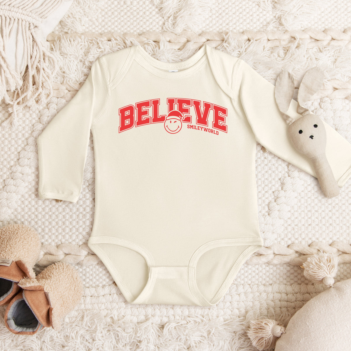 SmileyWorld Varsity Believe - Baby Long Sleeve Bodysuit