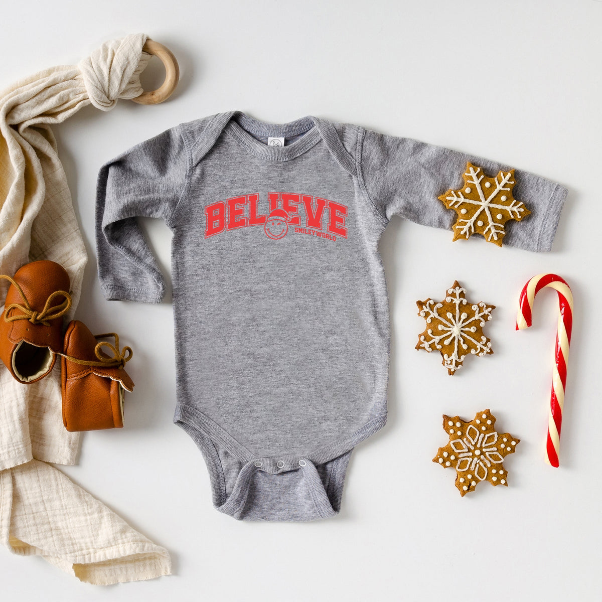 SmileyWorld Varsity Believe - Baby Long Sleeve Bodysuit
