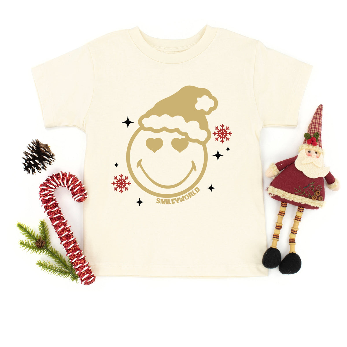 SmileyWorld Christmas Heart Eyes - Toddler Short Sleeve Graphic T-Shirt