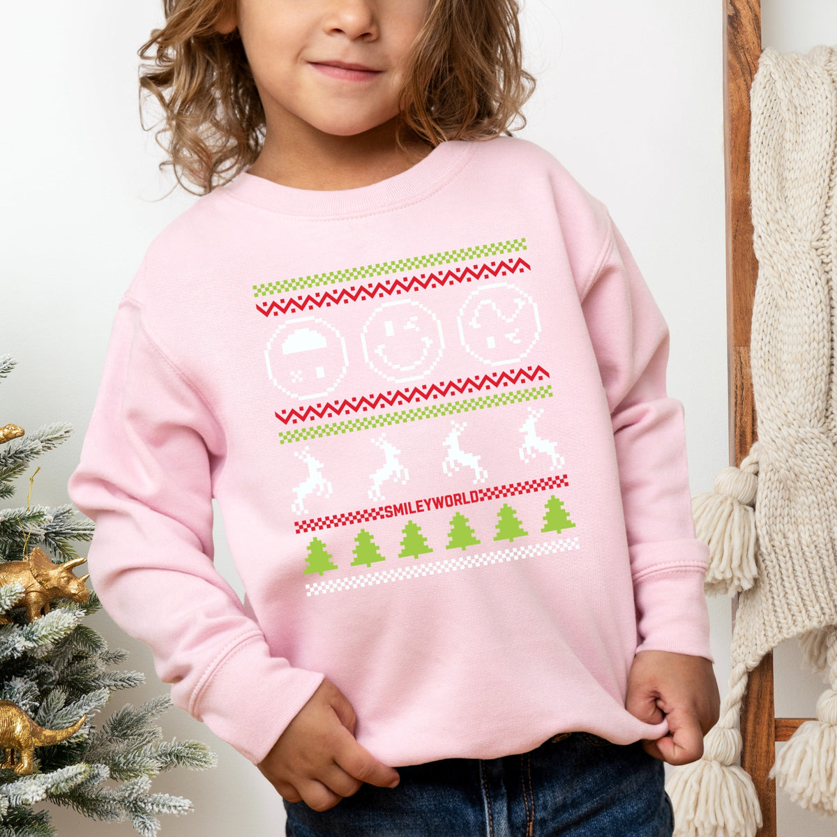 SmileyWorld Ugly Christmas Sweater Pixels - Toddler Graphic Sweatshirt