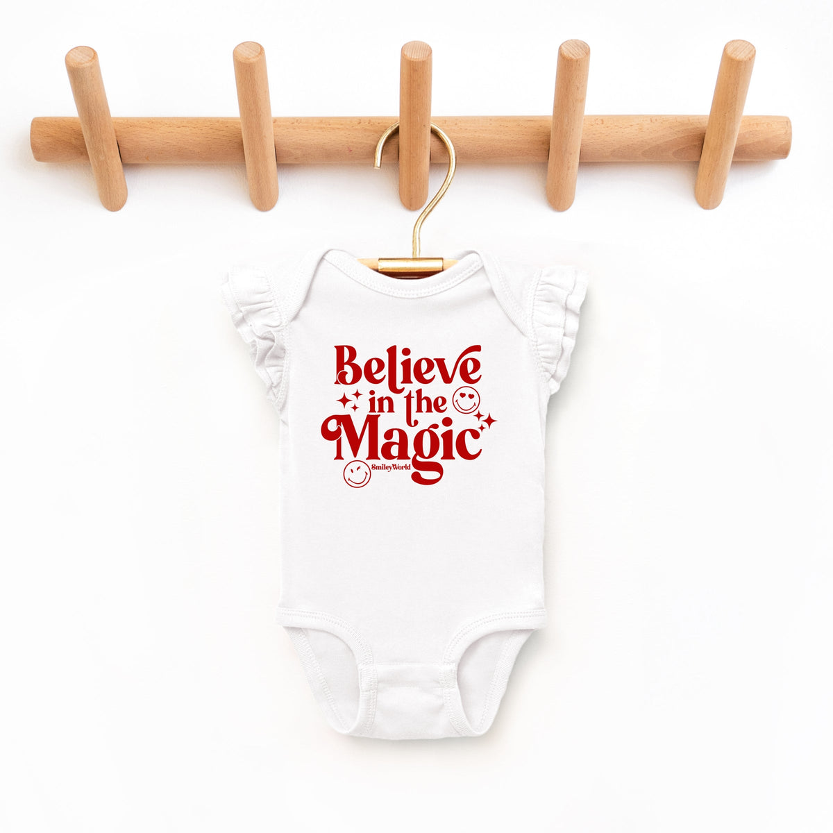 SmileyWorld Believe in Magic Sparkle - Baby Flutter Sleeve Bodysuit