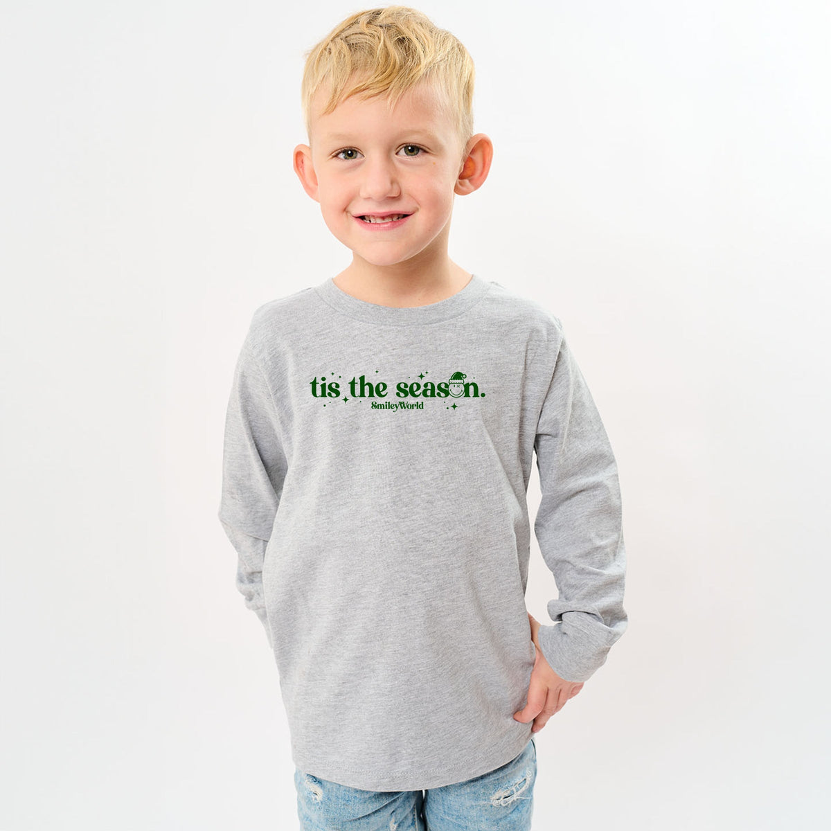 SmileyWorld Tis The Season Sparkle  - Youth Long Sleeve Graphic T-Shirt
