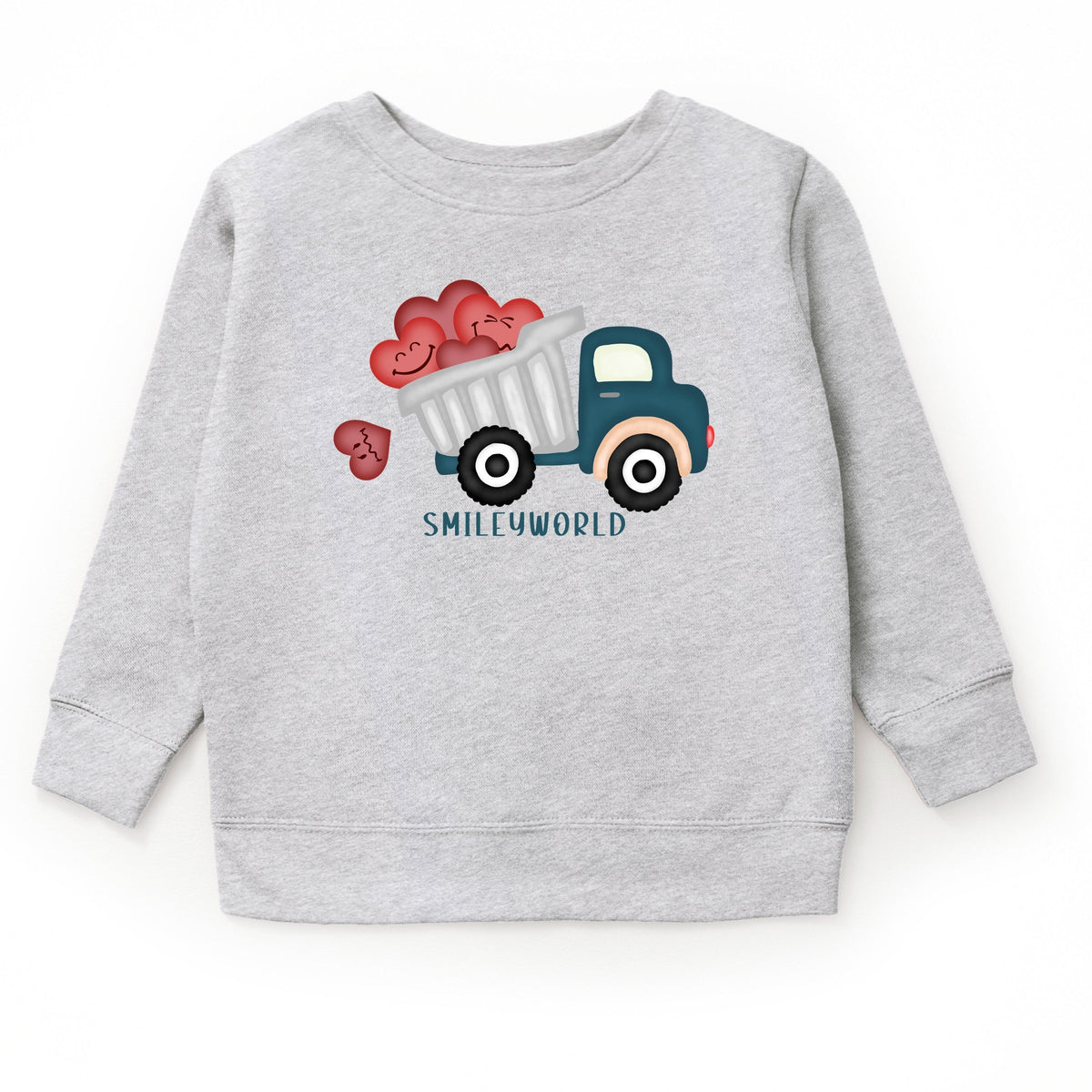 SmileyWorld Dump Truck Hearts - Youth Graphic Sweatshirt