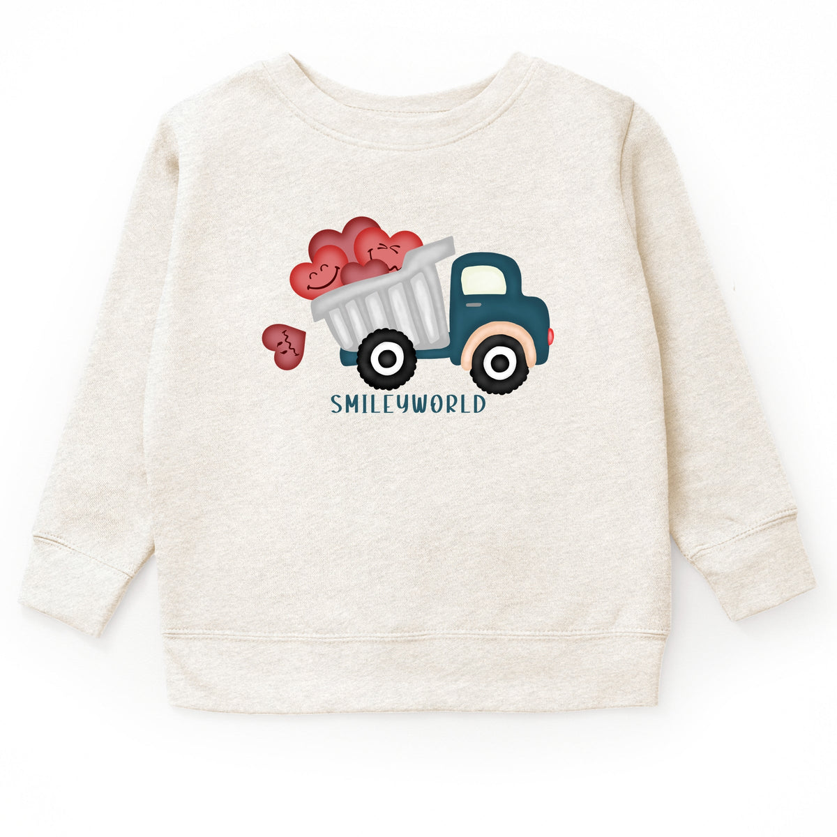 SmileyWorld Dump Truck Hearts - Youth Graphic Sweatshirt