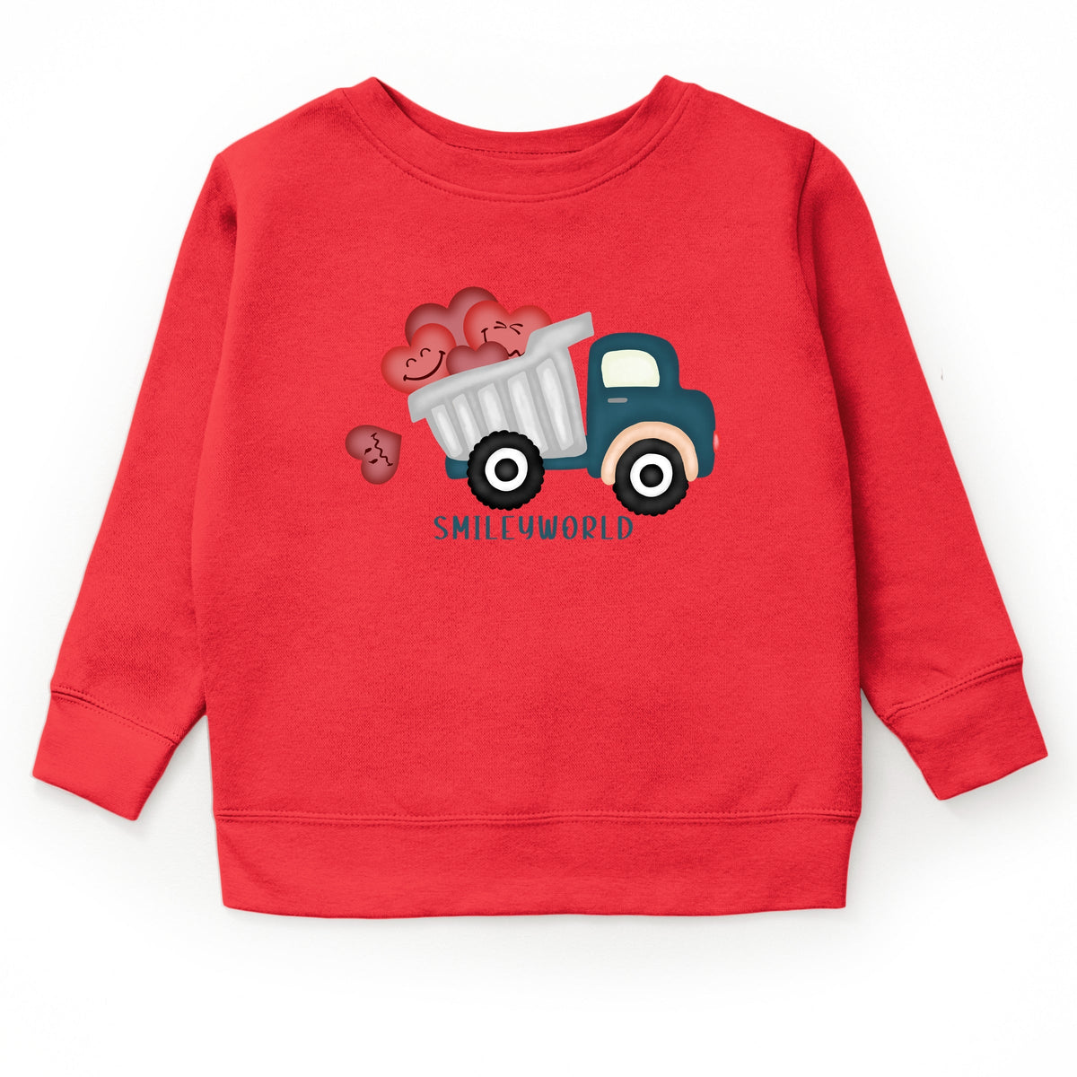 SmileyWorld Dump Truck Hearts - Youth Graphic Sweatshirt