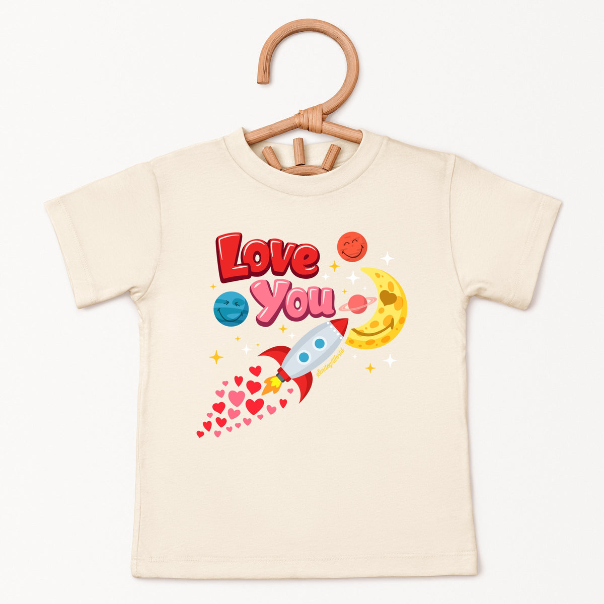 SmileyWorld Love You Rocket Ship - Toddler Short Sleeve Graphic T-Shirt